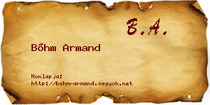 Bőhm Armand névjegykártya